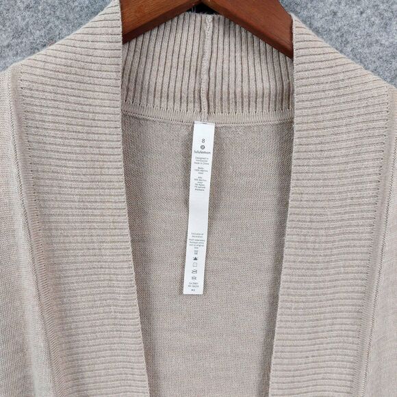 Lululemon Cardigan Womens Sz 8 Merino Wool Ribbed Open Front Sweater Jacket - Picture 8 of 15